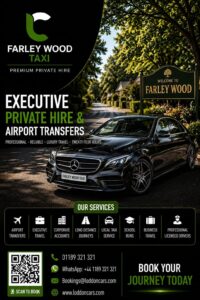 Farley Wood taxi for local journeys and airport transfers